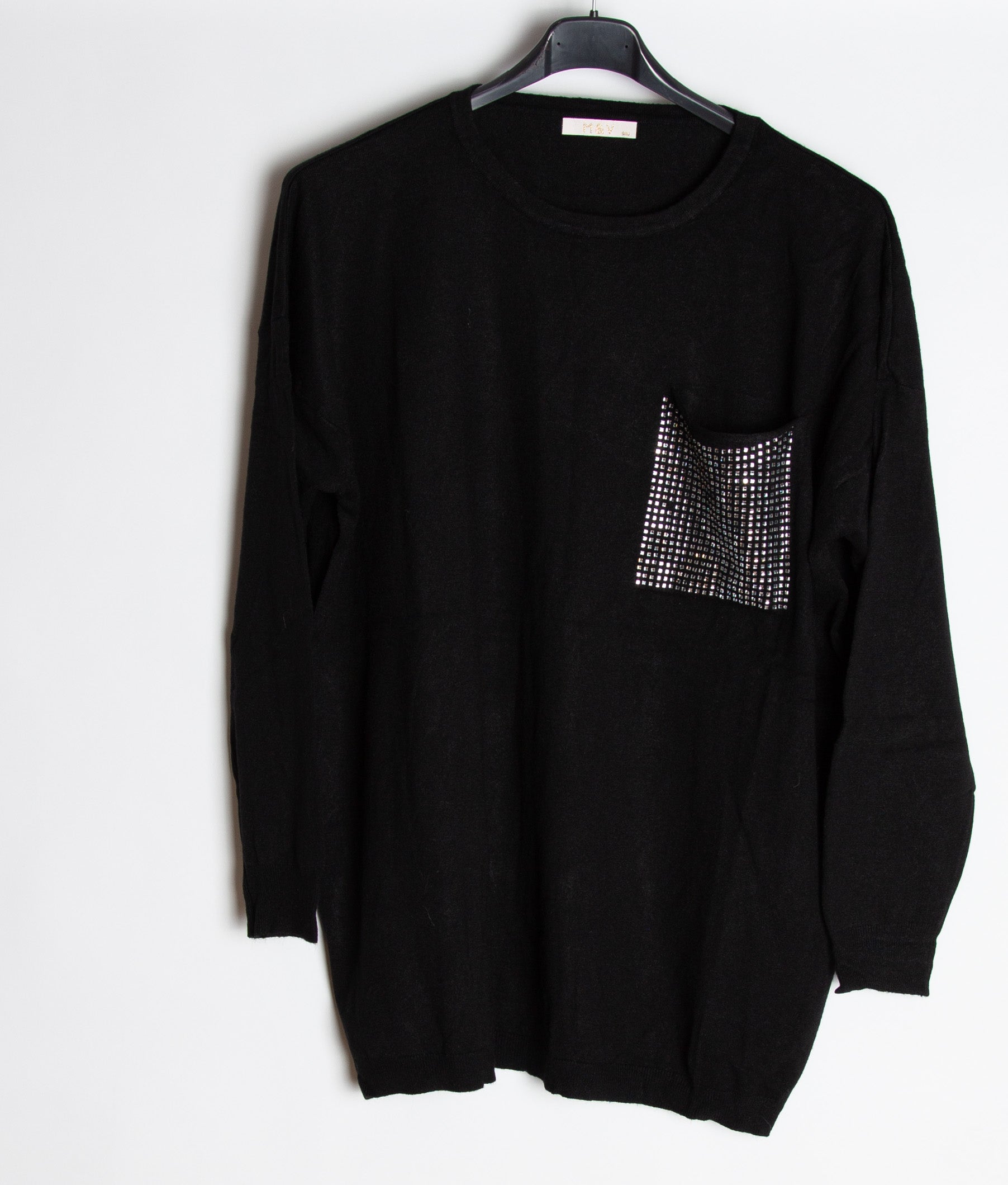 Strikbluse med bling lomme - Ingen returret - ITNOV24