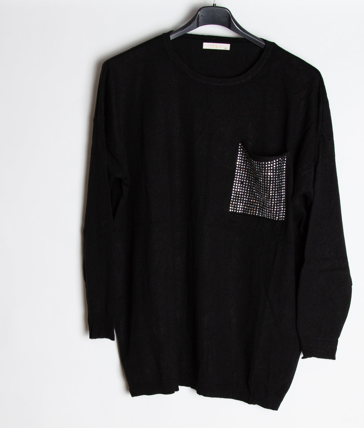 Strikbluse med bling lomme - Ingen returret - ITNOV24