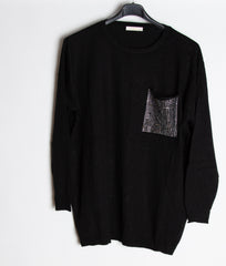 Strikbluse med bling lomme - Ingen returret - ITNOV24