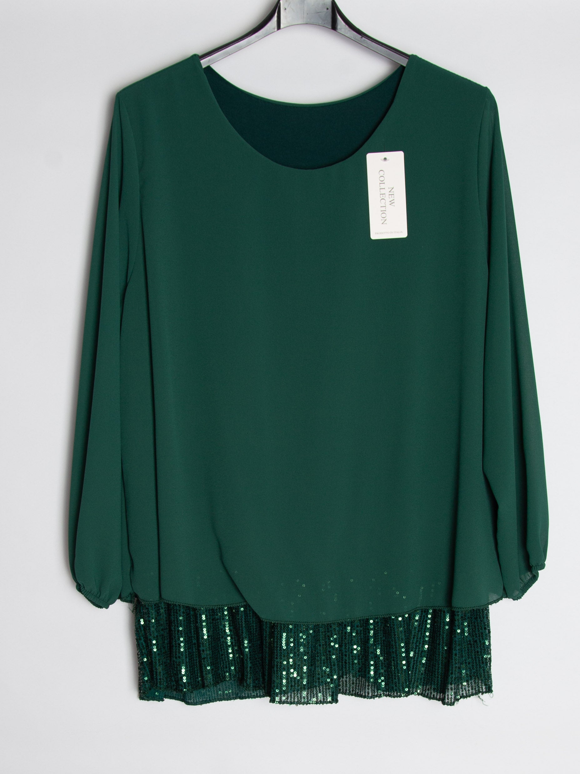 Chiffon bluse m. Paillet bund - Brystmål 130 cm. - Ingen returret - ITNOV24