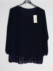 Chiffon bluse m. Paillet bund - Brystmål 130 cm. - Ingen returret - ITNOV24