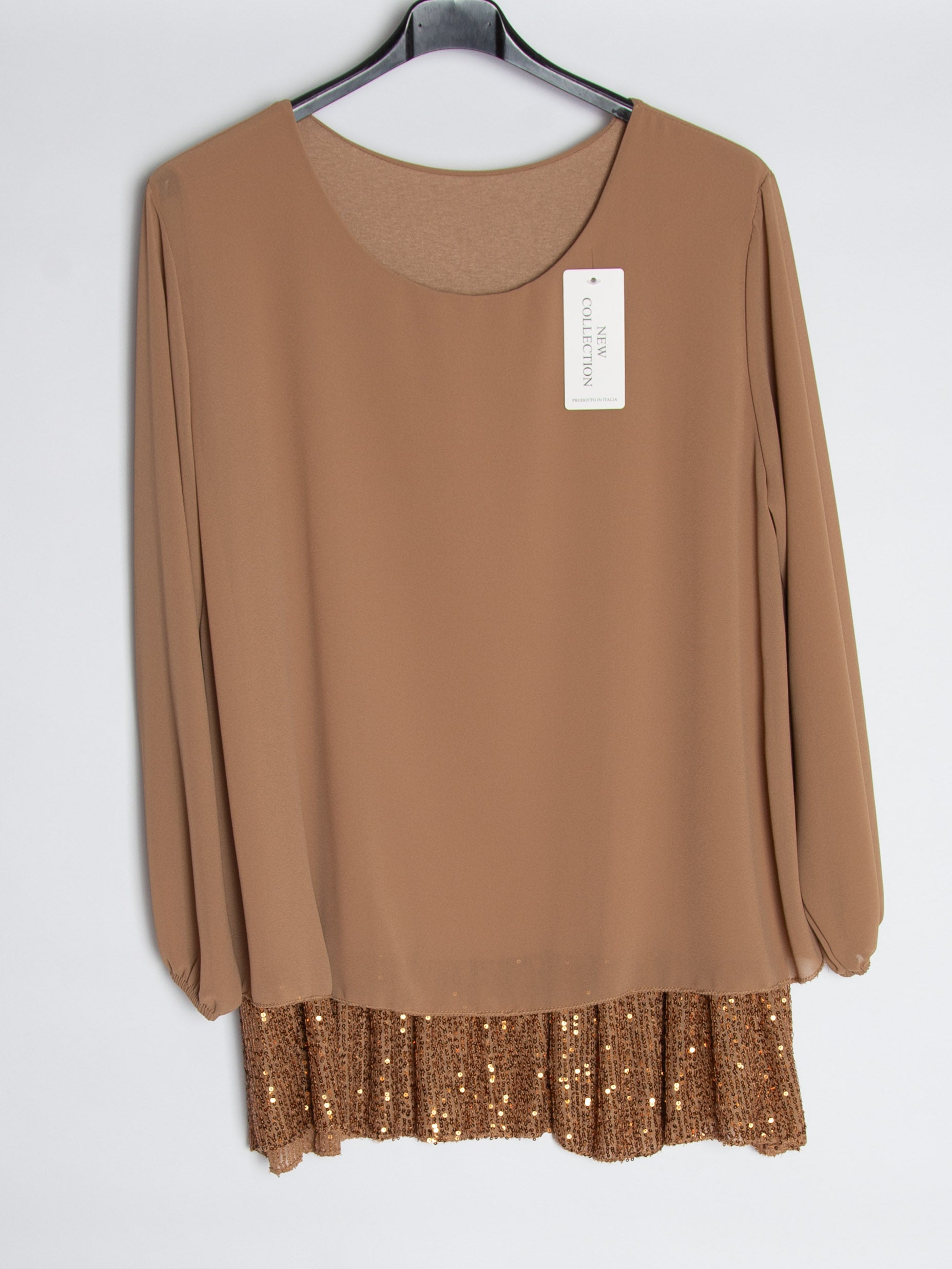 Chiffon bluse m. Paillet bund - Brystmål 130 cm. - Ingen returret - ITNOV24