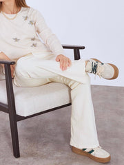 Jeans i creme med bootcut