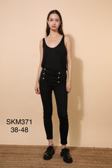 Jeans med guld knapper sort by Krone 1