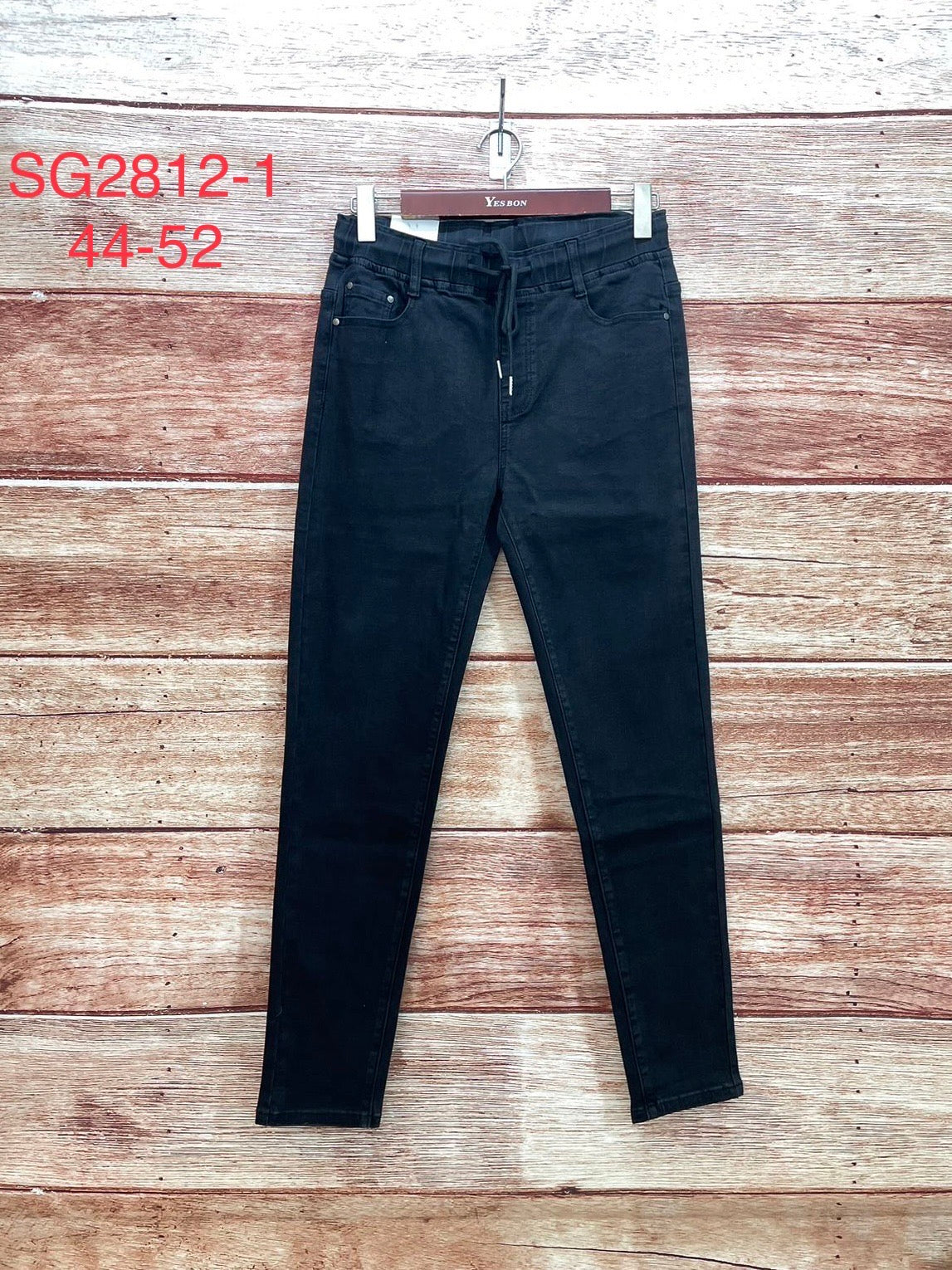 Jeans med elastik i taljen plus size sort by Krone 1