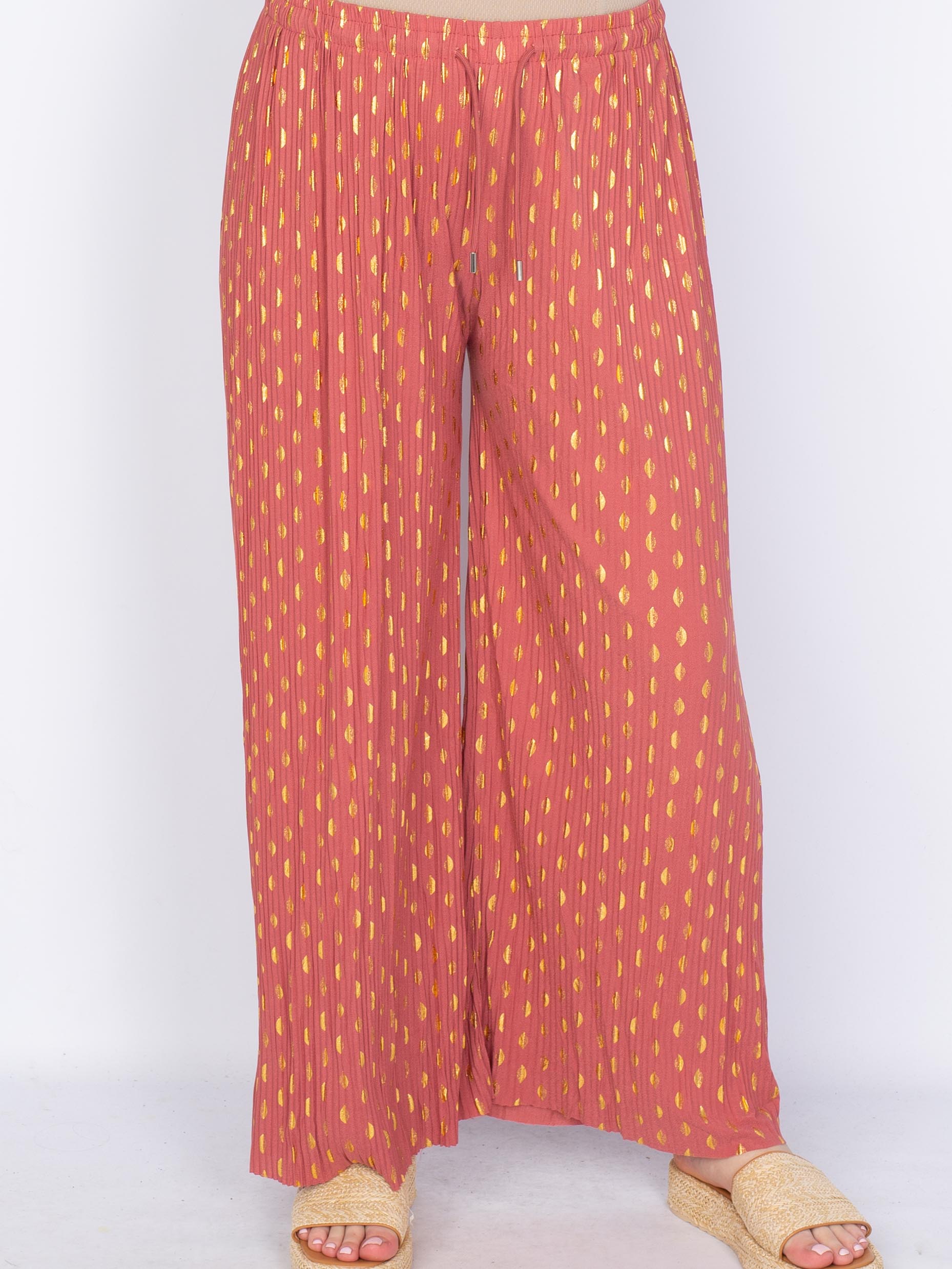 Plissé viddebukser guld/sølv - by Krone 1