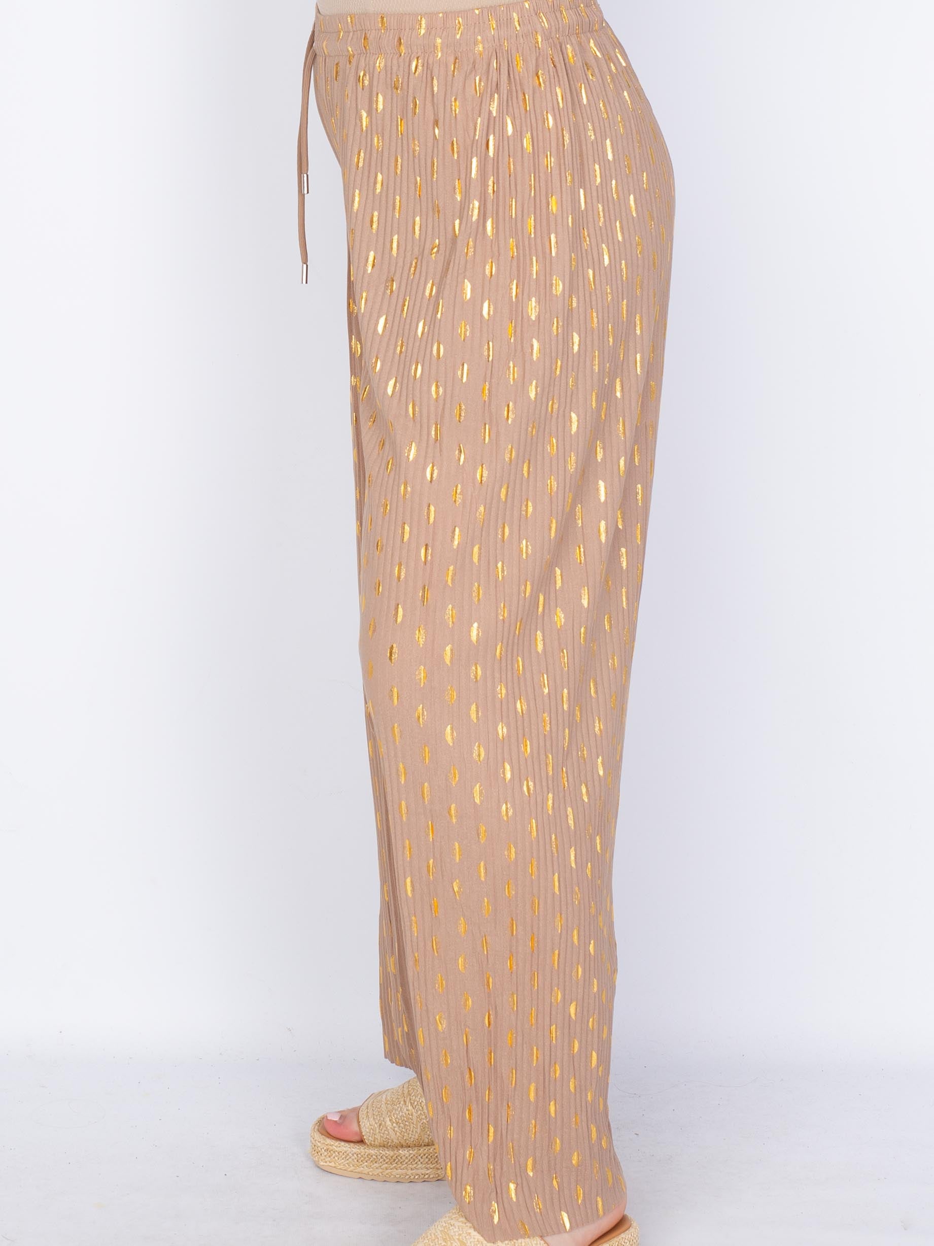 Plissé viddebukser guld/sølv - by Krone 1