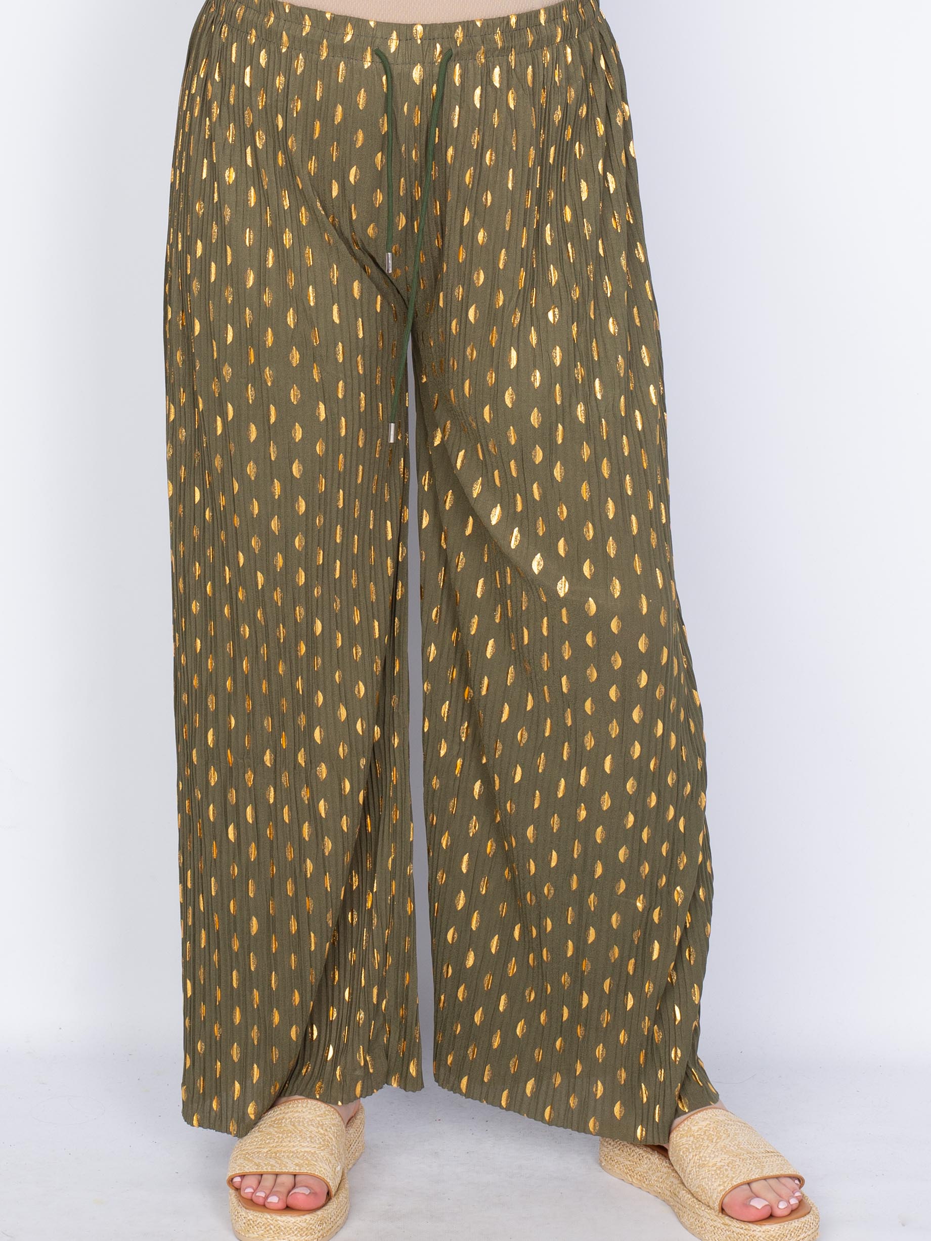 Plissé viddebukser guld/sølv - by Krone 1