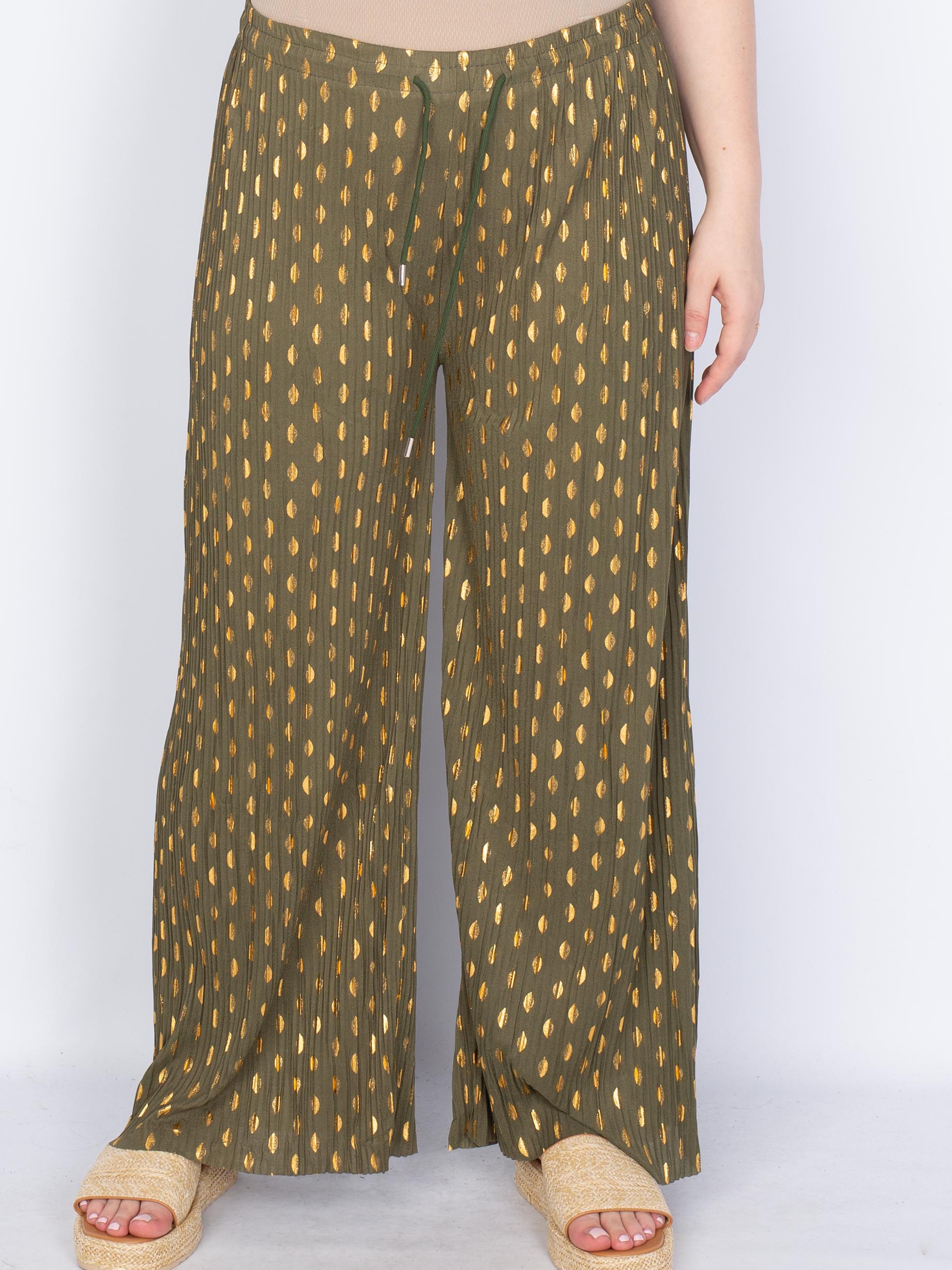 Plissé viddebukser guld/sølv - by Krone 1