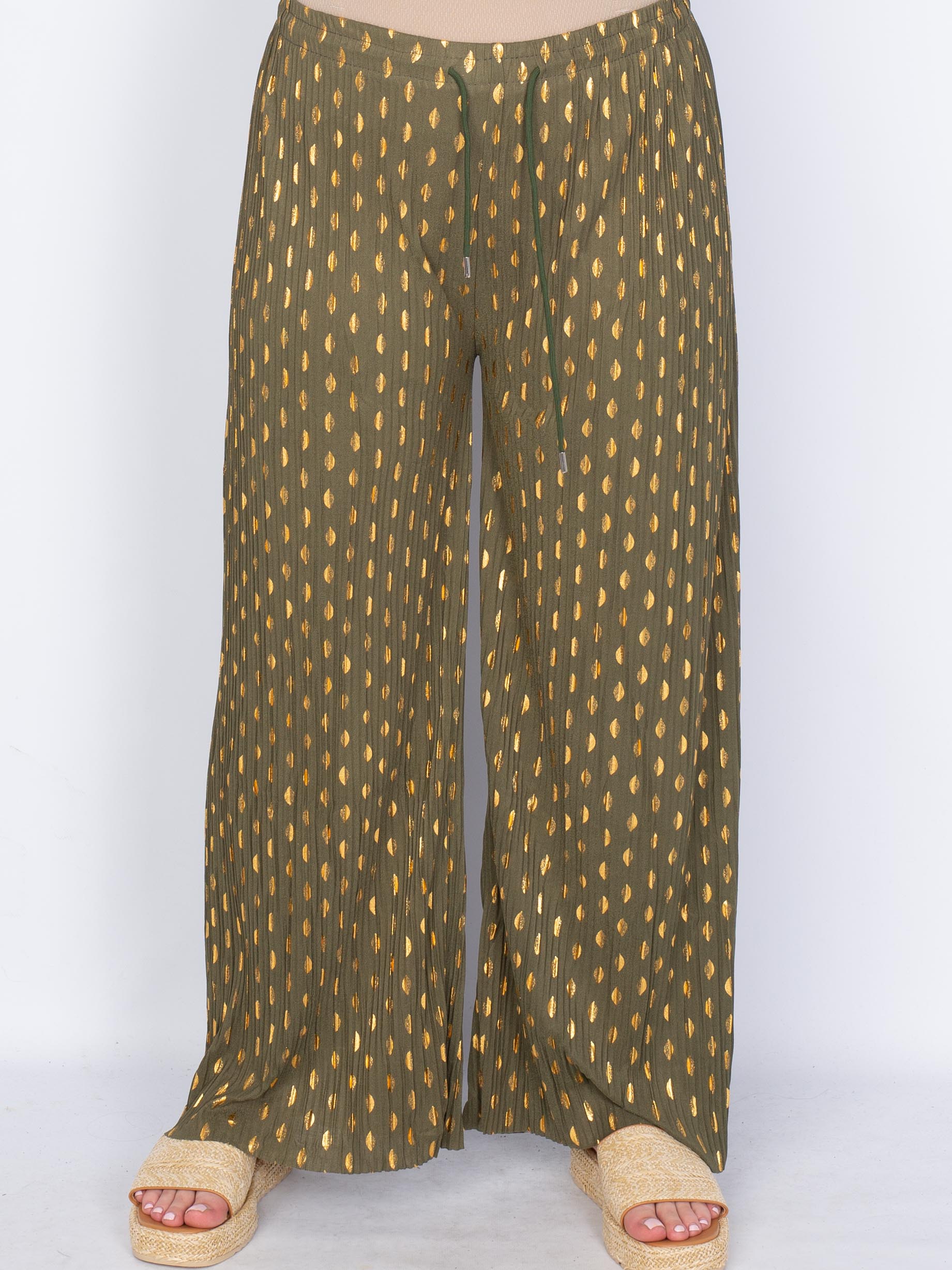 Plissé viddebukser guld/sølv - by Krone 1