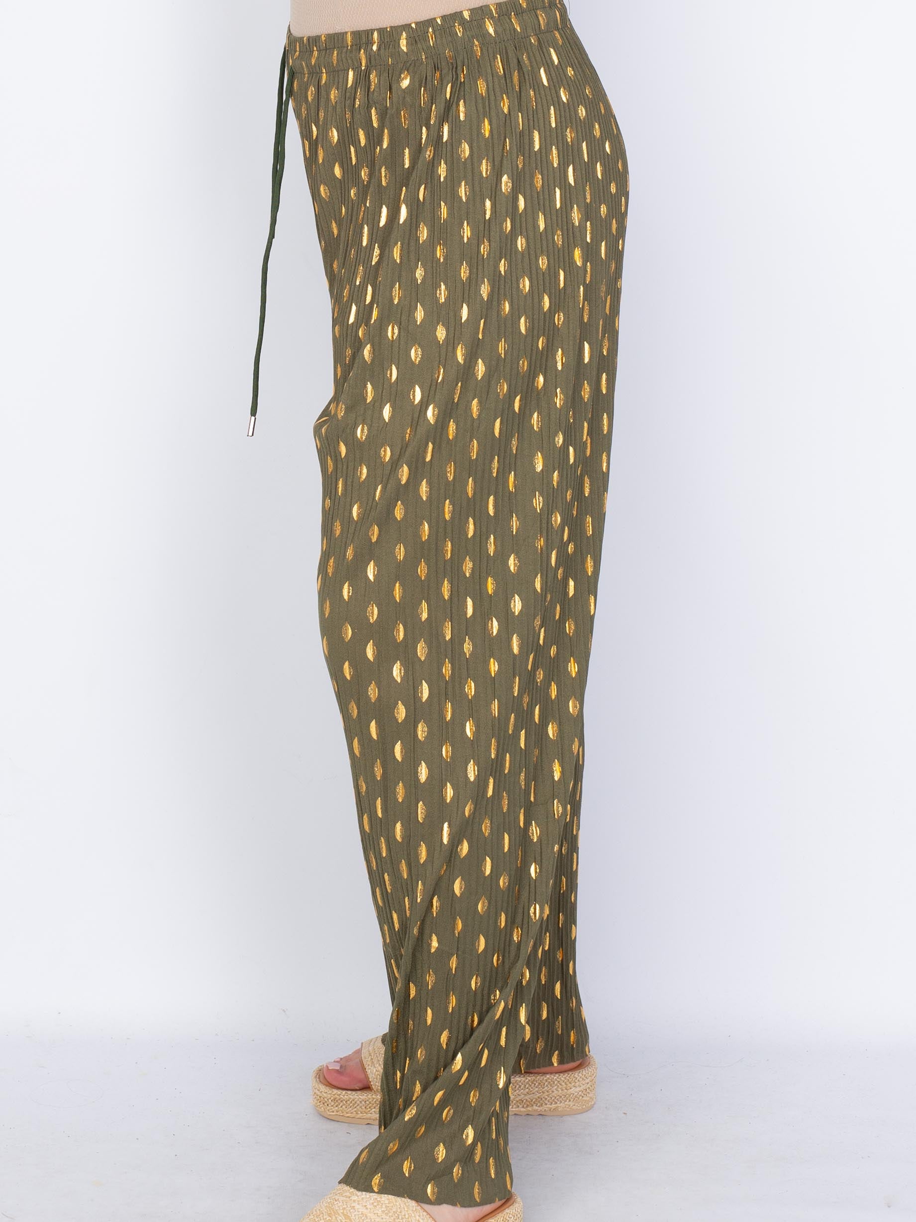 Plissé viddebukser guld/sølv - by Krone 1