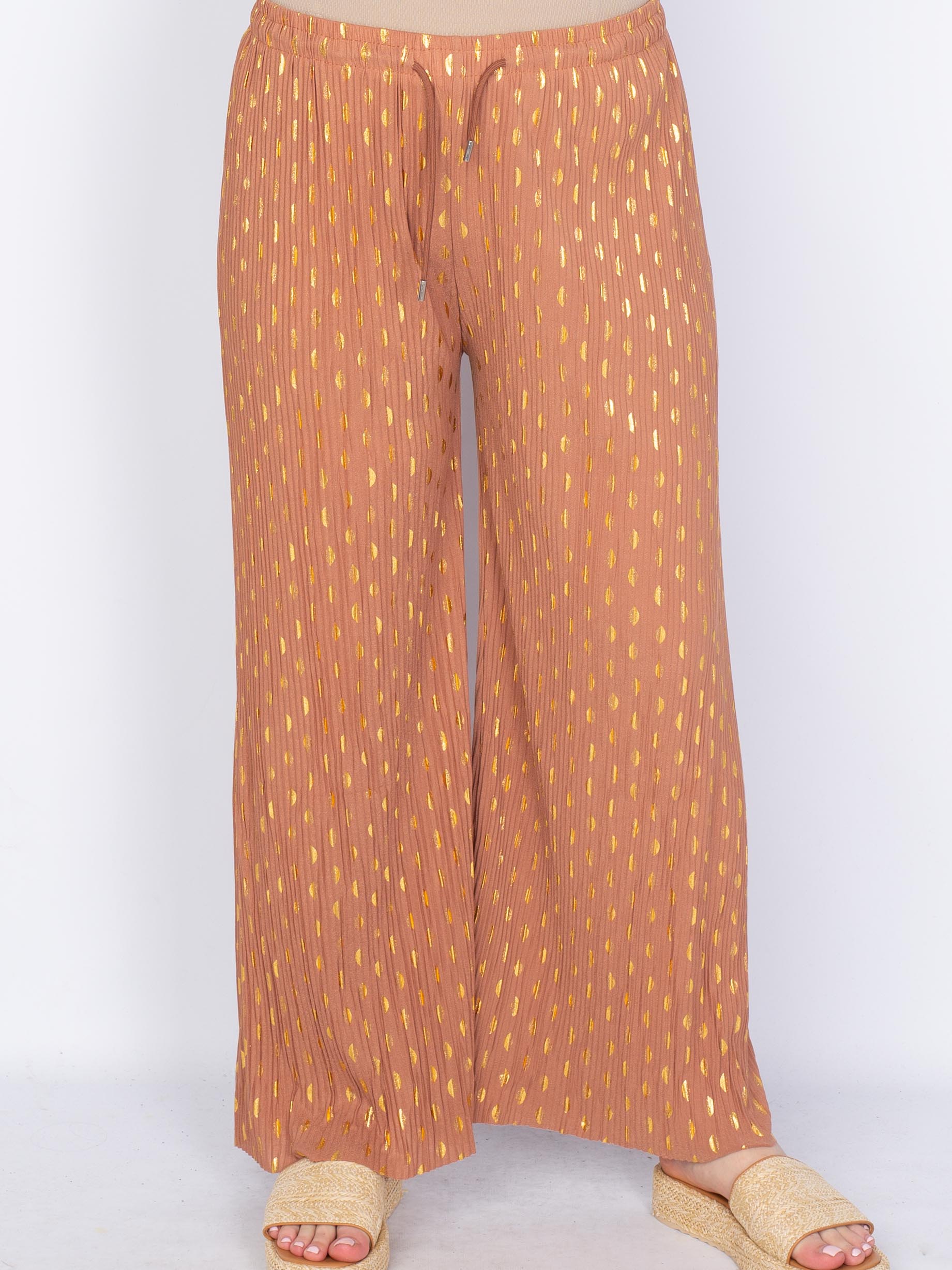 Plissé viddebukser guld/sølv - by Krone 1