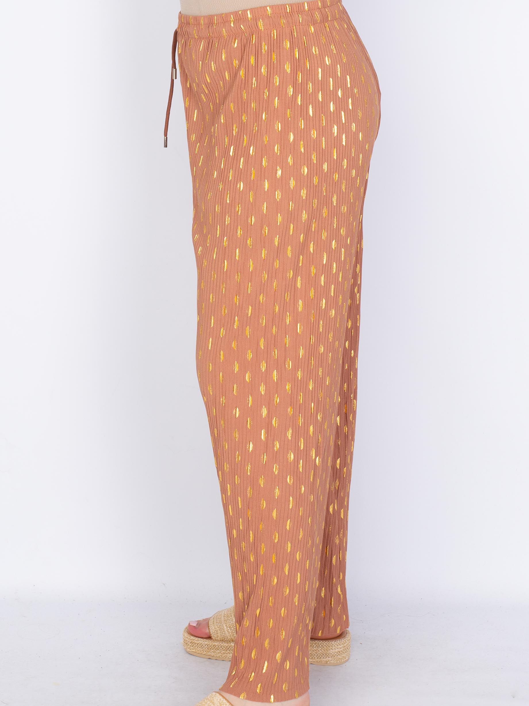 Plissé viddebukser guld/sølv - by Krone 1