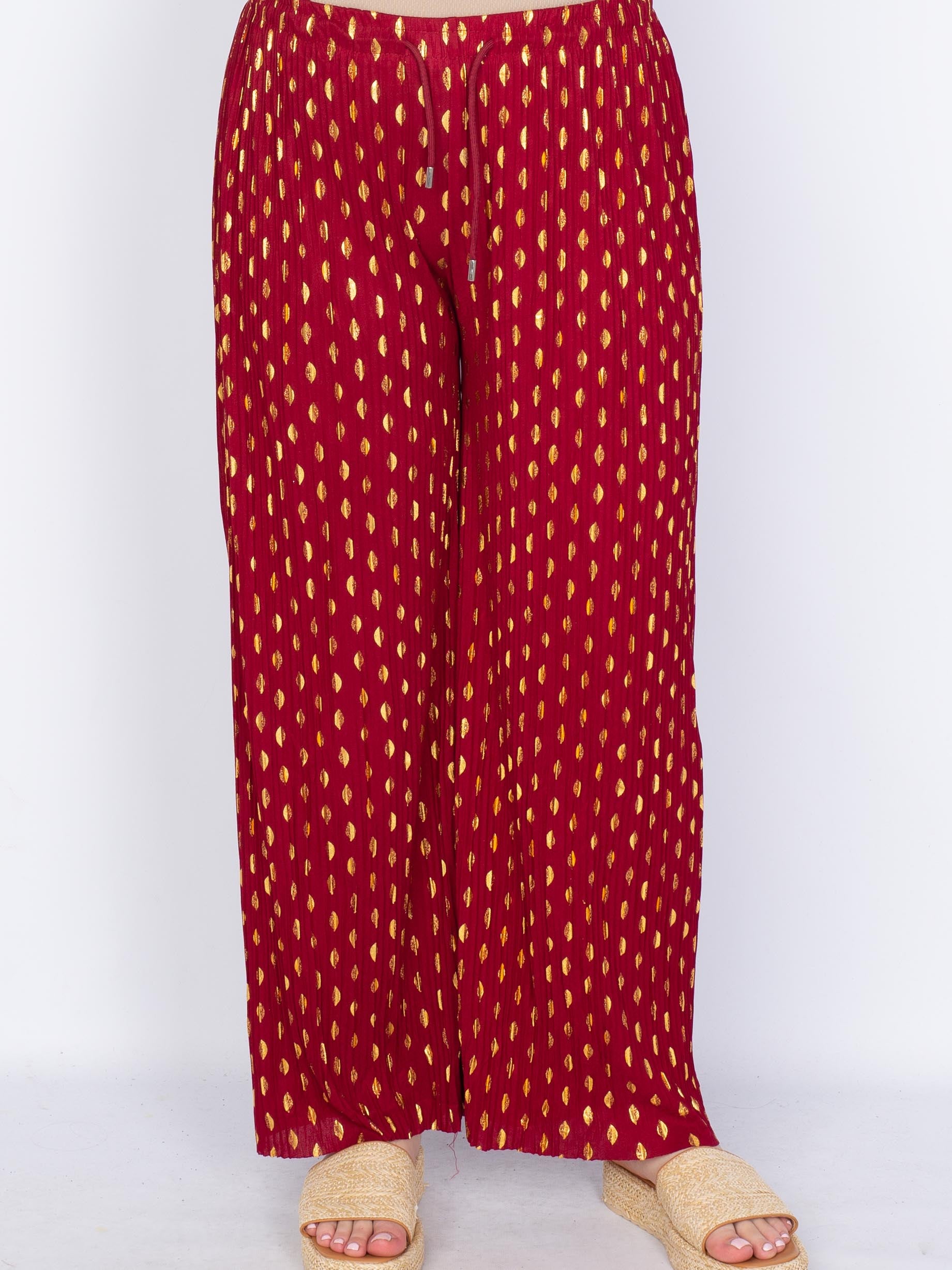 Plissé viddebukser guld/sølv - by Krone 1