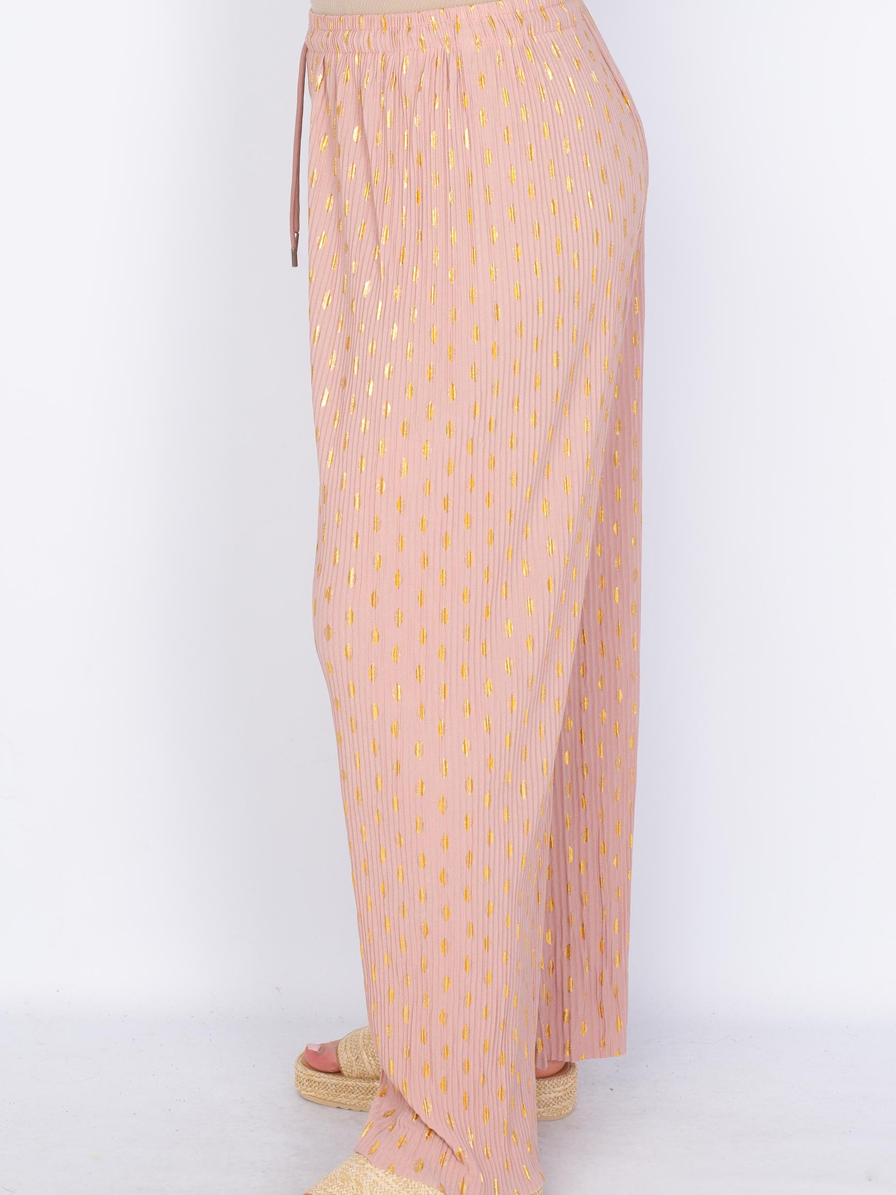 Plissé viddebukser guld/sølv - by Krone 1