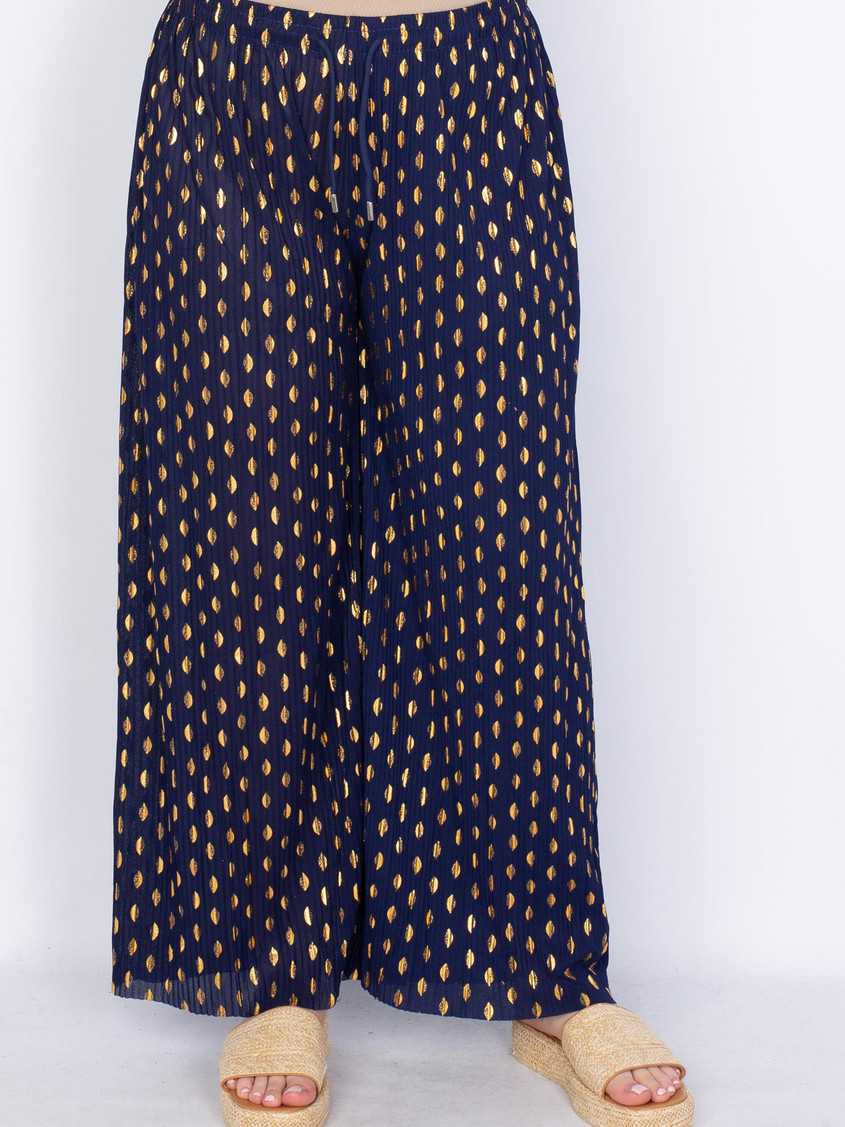 Plissé viddebukser guld/sølv - by Krone 1