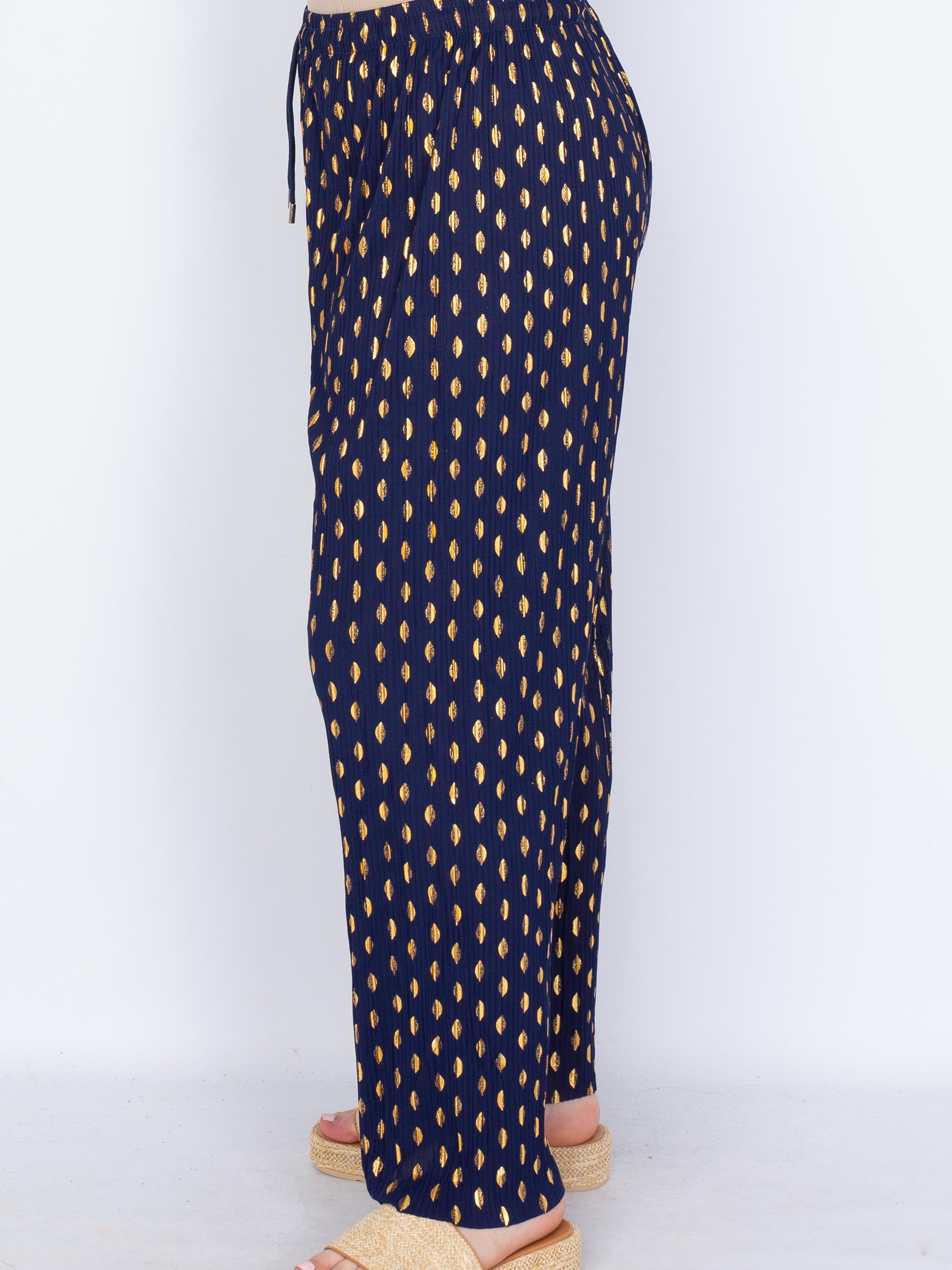 Plissé viddebukser guld/sølv - by Krone 1