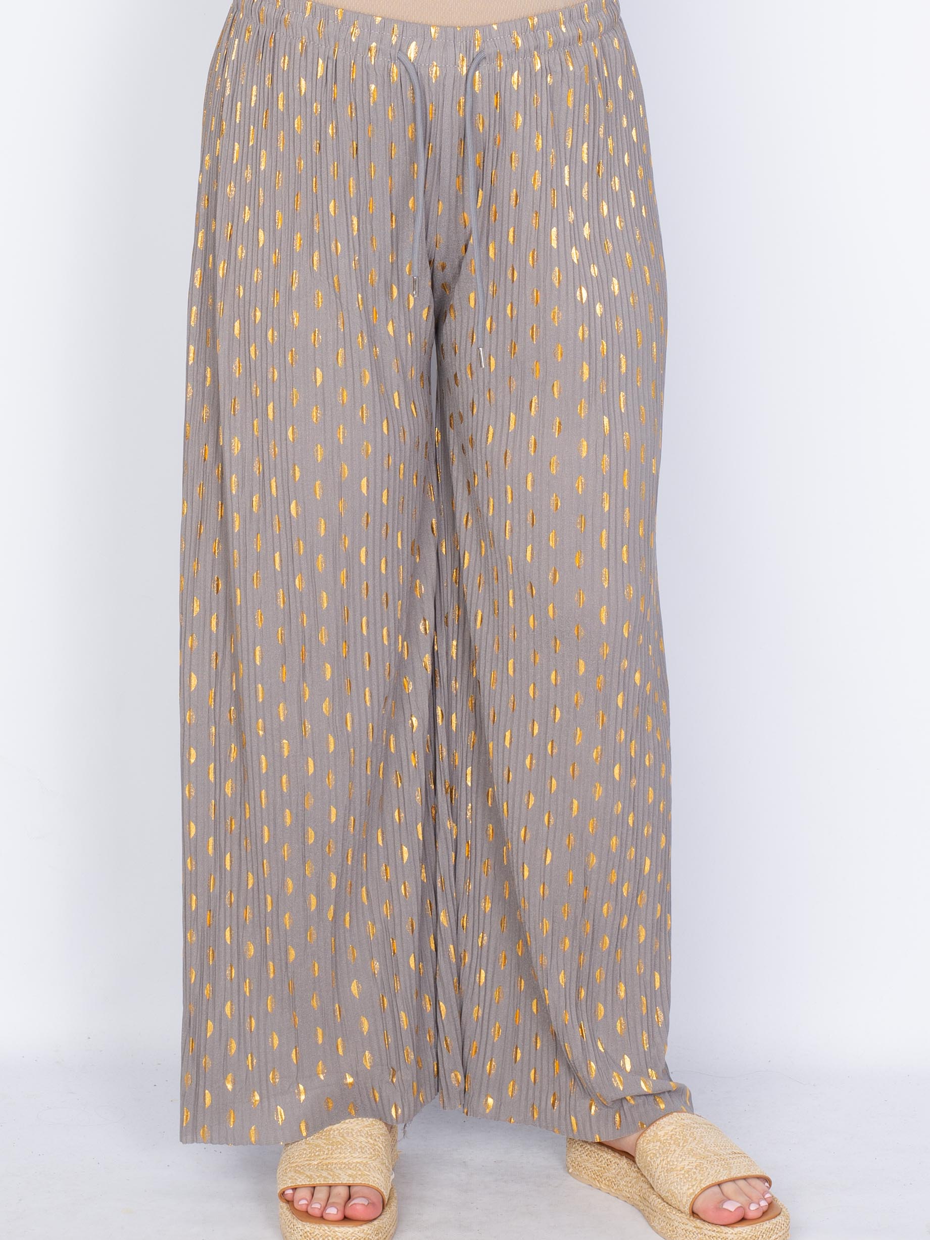 Plissé viddebukser guld/sølv - by Krone 1