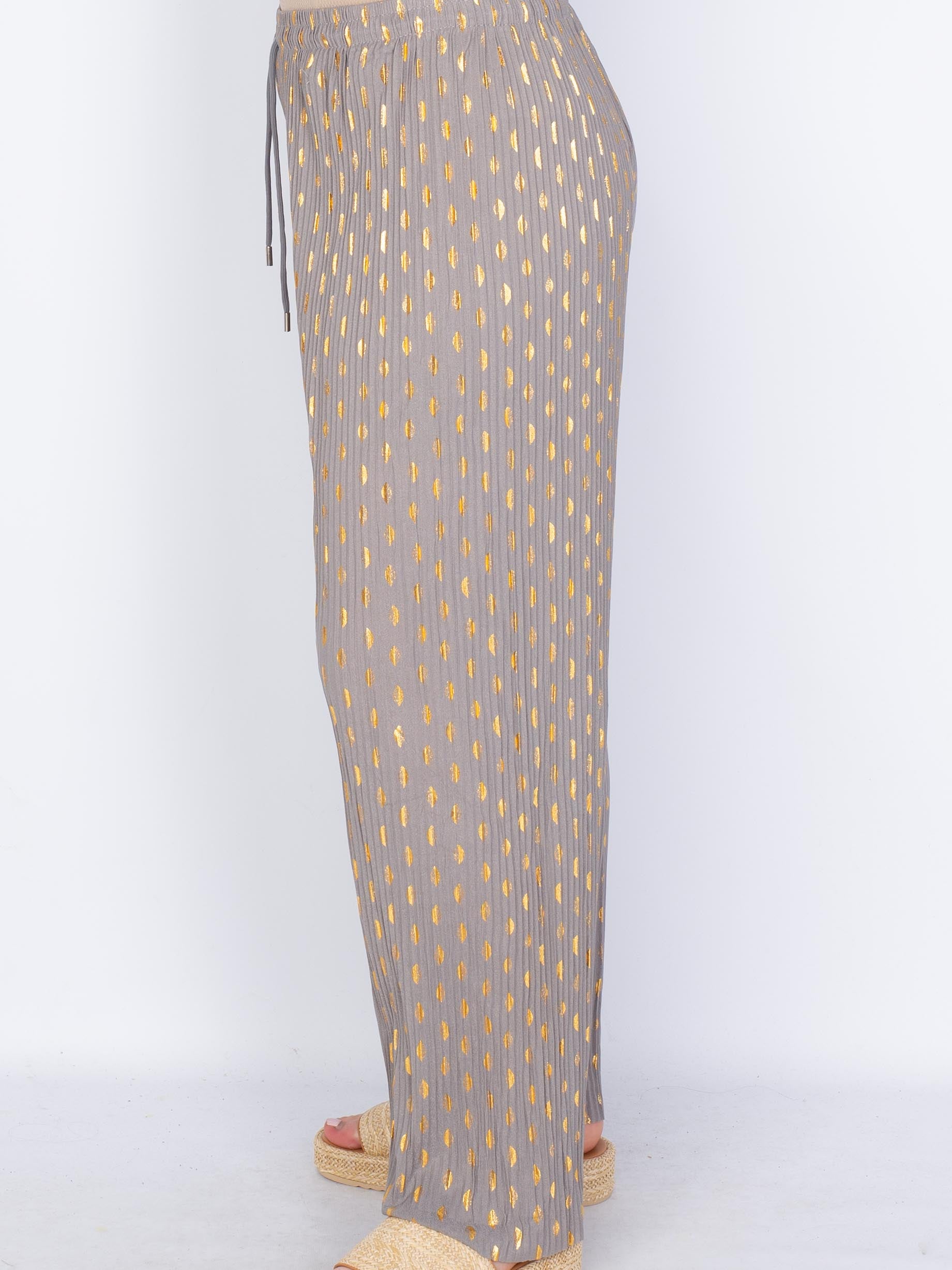 Plissé viddebukser guld/sølv - by Krone 1