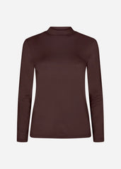 Soyaconcept basic bluse m. høj hals brun