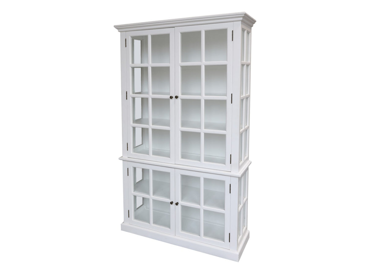 Vitrineskab m. 4 låger/hylder 196x120x40 cm hvid