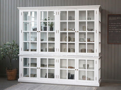 Vitrineskab m 8 låger & hylder 195x220x55 cm hvid