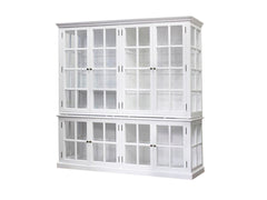 Vitrineskab m 8 låger & hylder 195x220x55 cm hvid