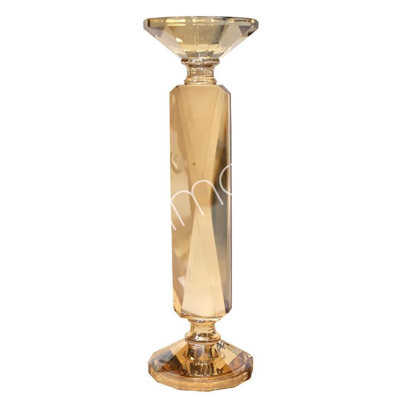 Candle holder gold luster crystal glass 10x10x31