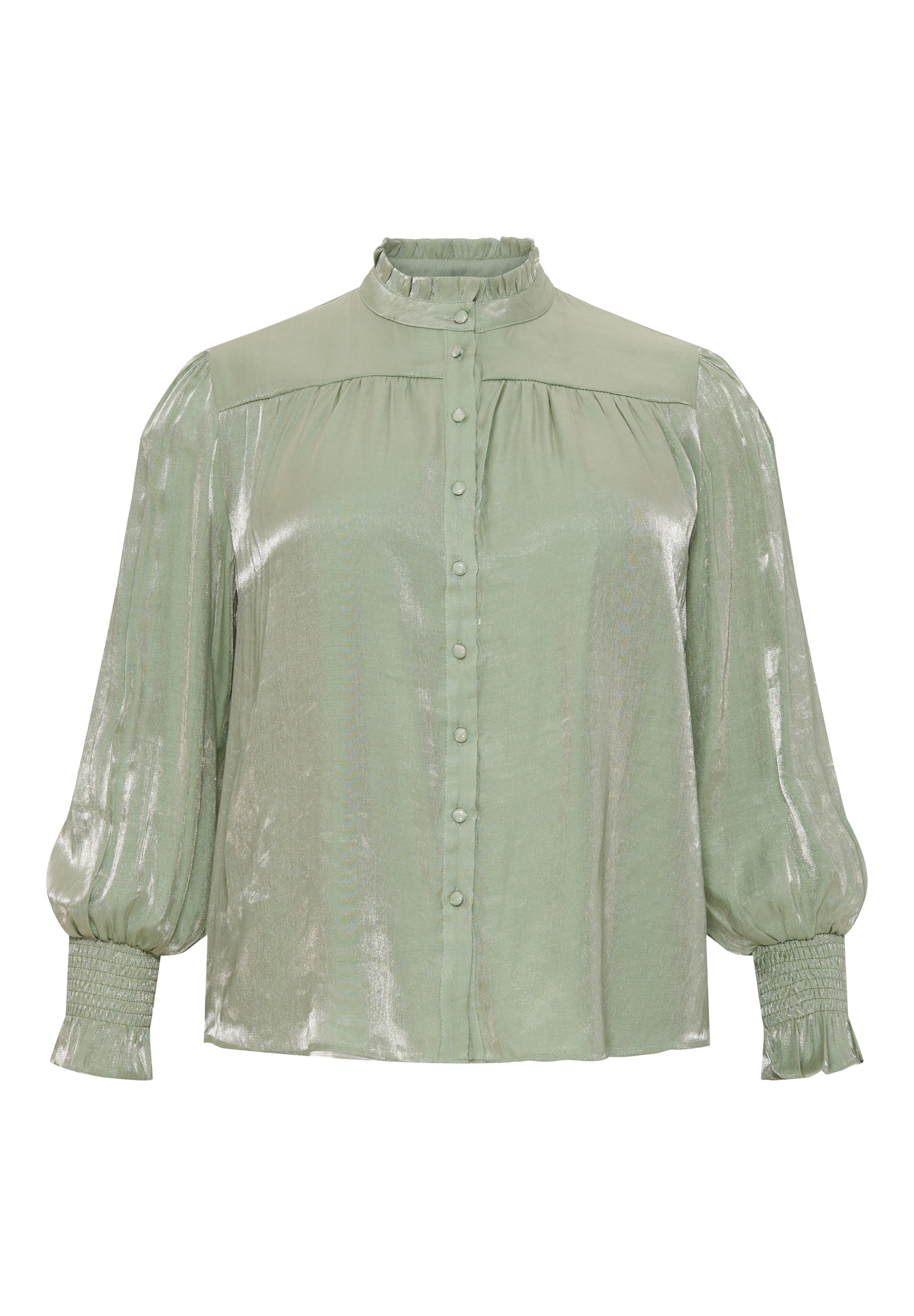 No. 1 By Ox Shirt w flair neckline and cuffs Dark Mint Green