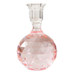 Krystal facetslebet kugle lysestage, pink, 16,5xØ10 cm