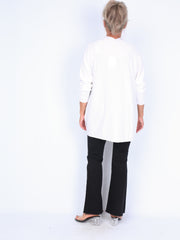 Tynd strikbluse med v-hals