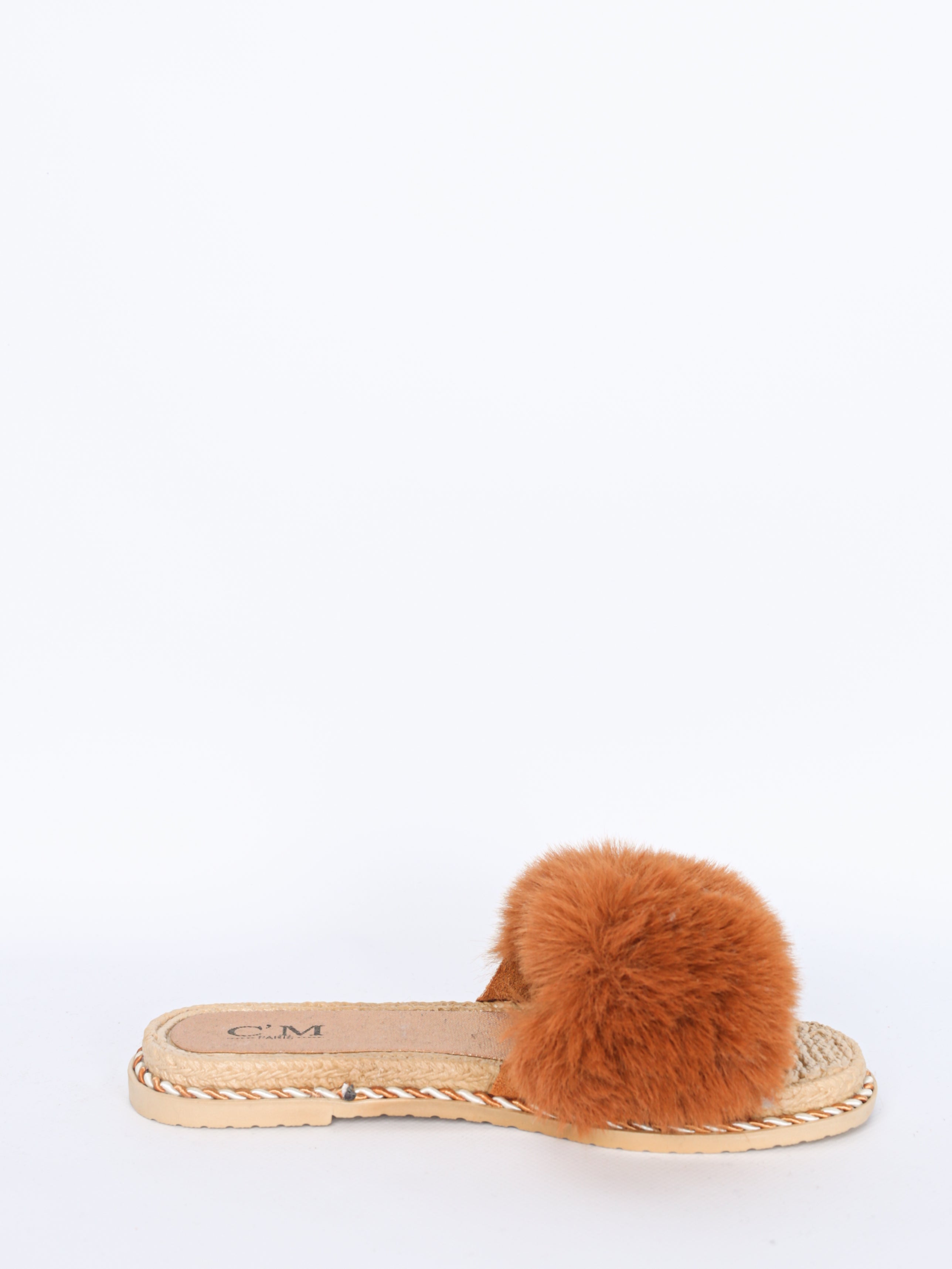 Pels slippers m. snoning