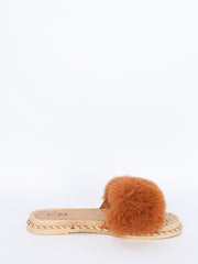 Pels slippers m. snoning