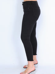 Jeans m. knapper sort