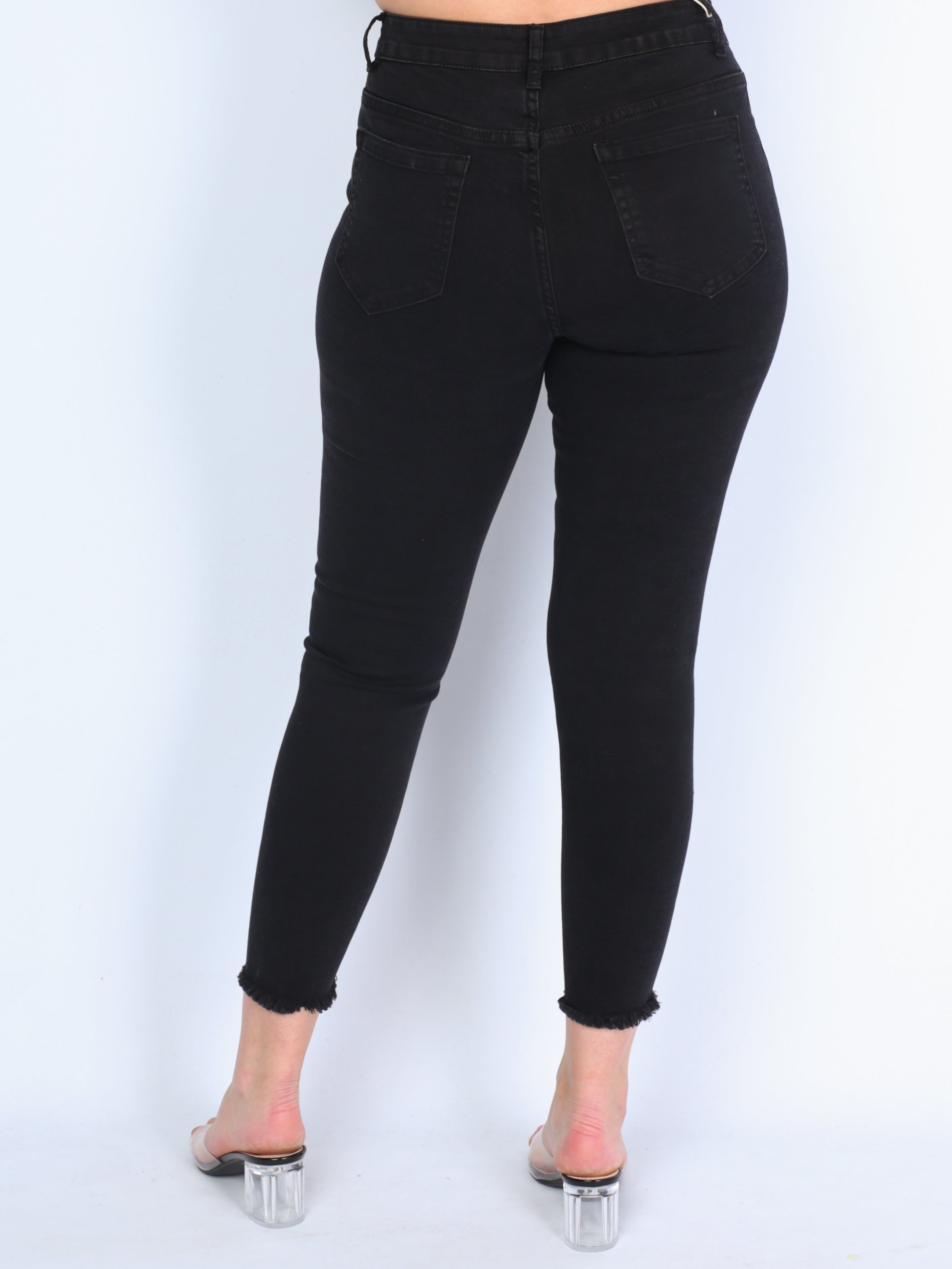 Jeans m. knapper sort