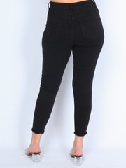 Jeans m. knapper sort
