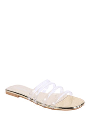 Guld sandaler med gennemsigtige stropper