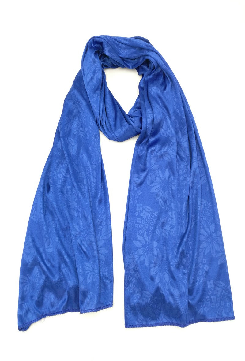 Satin tørklæde med blomstermotiv