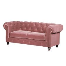 2-personers Chesterfield sofa i rosa velour