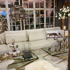 Sofa cremefarvet velour