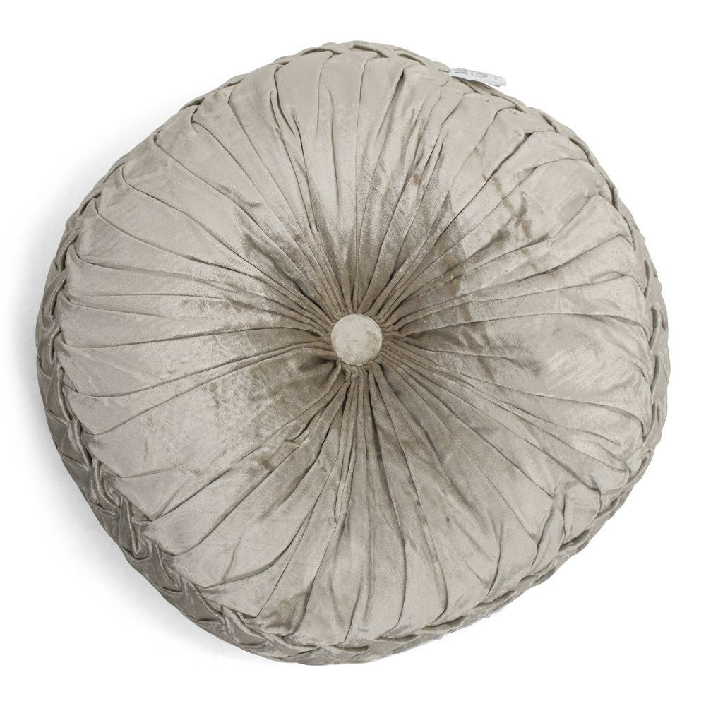 Cushion Velvet Smock Beige 40x40 cm Elegant Rund Velourpude