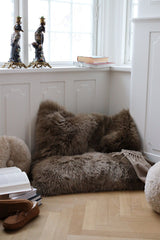Maxi Float Cushion i Langhåret New Zealandsk Lammeskind Dobbelt Sidet, 90x90 cm