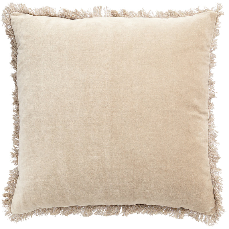Sand Velvet Fringe Cushion