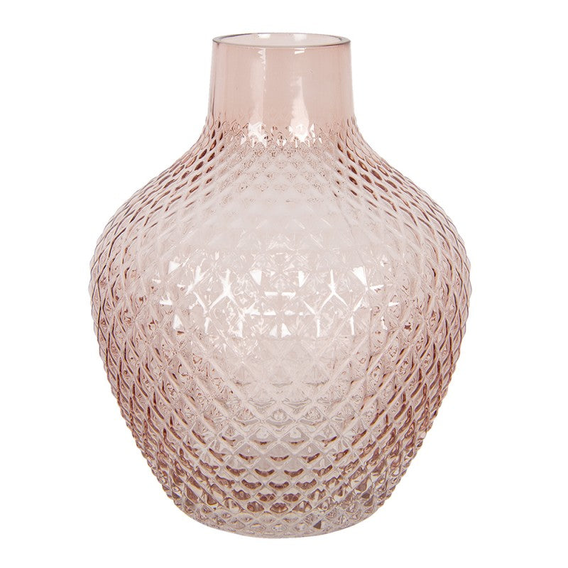 Pink vase med rudemønster Ø 16x20 cm